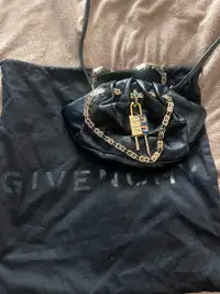 Authentic Givenchy black leather evening bag