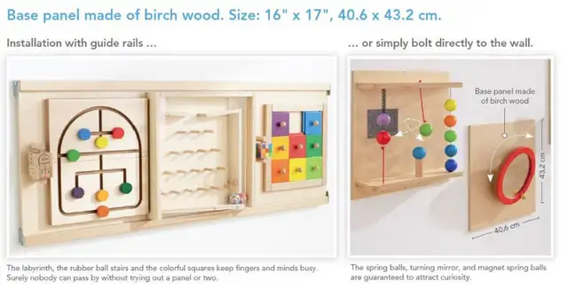 Kids HABA Sensory Wall of 3 games/activity/toy and mounting rail
