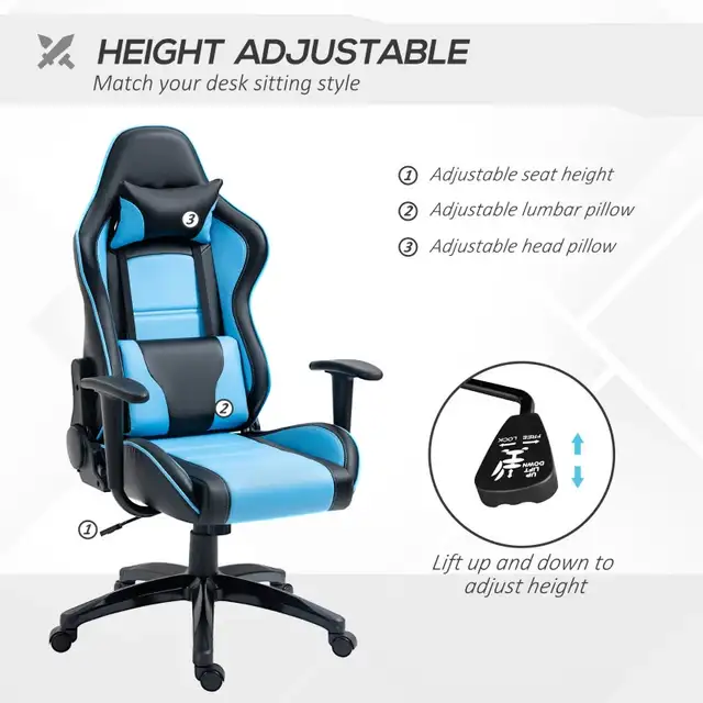 High Back Gaming Chair PU Leather Office Chair Desk Gamer Chair  in Chairs & Recliners in Markham / York Region - Image 5