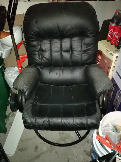Black Leather Reclining Chair with Ottoman, View more