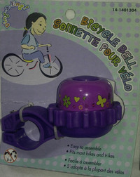 NEW Girls Purple Bicycle Bike Bell with Butterfly and Flowers