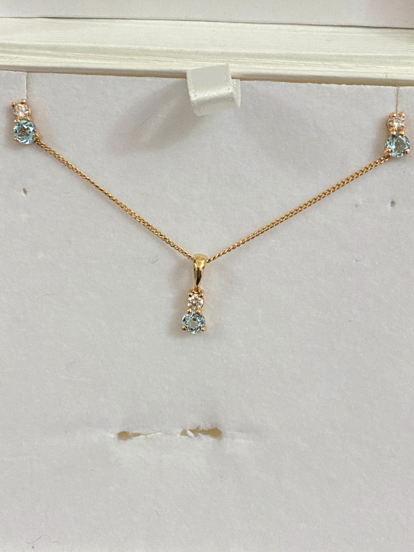 Diamond Aquamarine Earrings, Pendant, Ring and Bracelet in Jewellery & Watches in Kitchener / Waterloo - Image 2