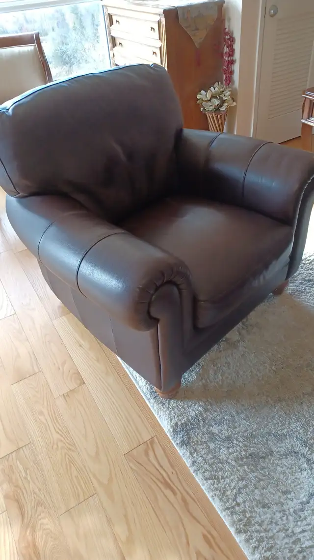 Natuzzi  Editions top grain leather sofa and chair. in Couches & Futons in Kingston - Image 4