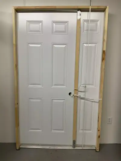 1283PA Porte d’acier 34″D Blanc Porte cabanon avec faux panneau, View more