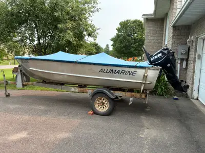 15.5 ‘ Alumarine boat with trailer 30hp evinrude etec motor. Includes Hummingbird 688 graph with DI,...