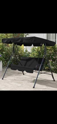 3-Seater Outdoor Porch Swing with Adjustable Canopy, Patio Swing