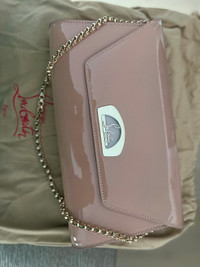 Christian Louboutin Nude leather purse suede interior gold chain