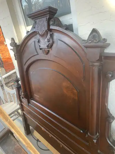 1870’s antique oak double  bed, View more