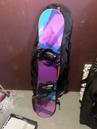 Kids snowboard ,  bag , helmet , boots 