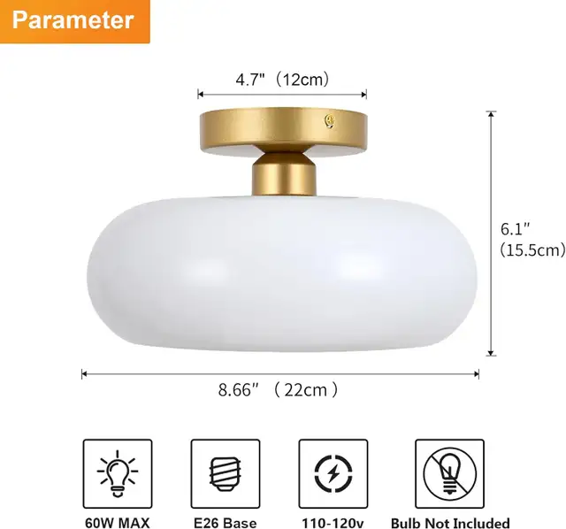 Modern Gold Semi Flush Mount Ceiling Light BNIB63235093049091124