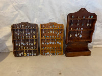 Variety of Collector  Spoons with wall cabinet