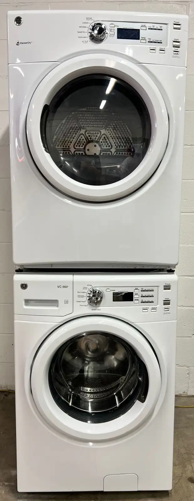 -Stackanle SET “GE” Washer/El.Dryer H39/W27/D30