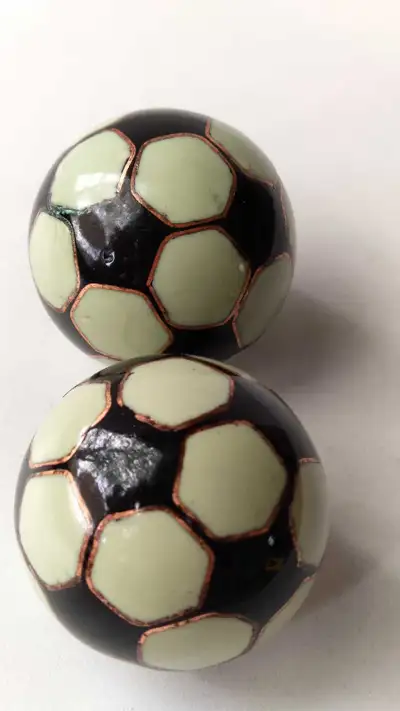 2 Chinese Meditation Chiming Baoding Balls with a Soccer Ball , View more