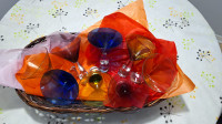 Colorful Cocktail glasses set of 8 with a basket.