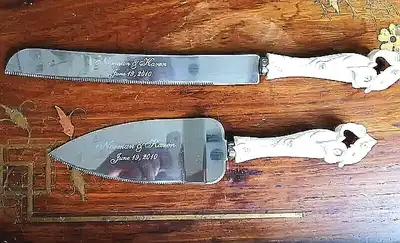 BEAUTIFUL STAINLESS STEEL CAKE KNIFE AND SERVER SET, View more