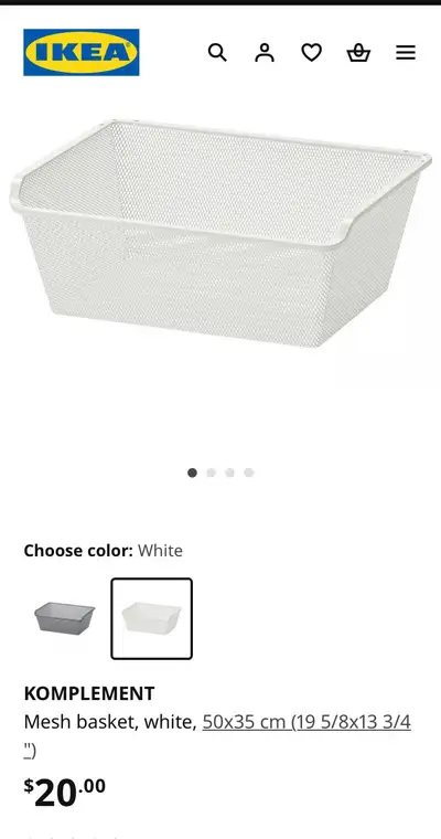 2 IKEA Komplement mesh baskets with rails - all new in package