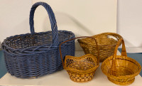 Four Vintage Wicker Baskets