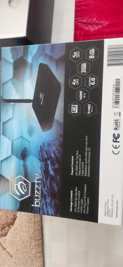 The ip - tv BuzzTV XPL3000 4K Android tv box. It features 2GB DDR3 RAM, 8GB eMMC storage, and Androi...
