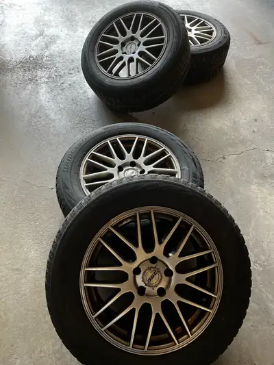 Bridgestone Blizzak WS 80 Size 235/60 R17 102T Winter tires and aluminum alloy rim set fit on 2010 M...