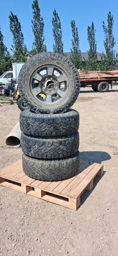 Came off 2011 f350 50% life left on tires contact me at 403 977 8439 if interested