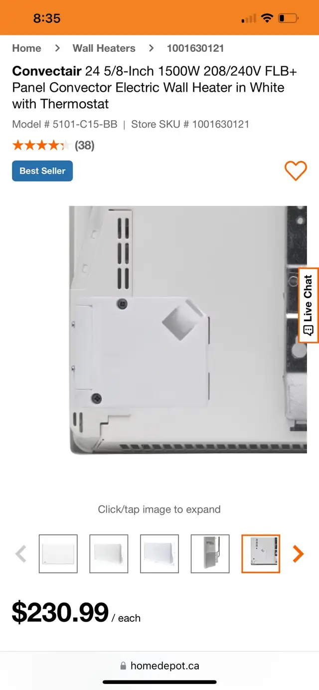 Convectair 24 5/8-Inch 1500W 208/240V FLB+ Panel Convector Elect in Heaters, Humidifiers & Dehumidifiers in Kitchener / Waterloo - Image 6