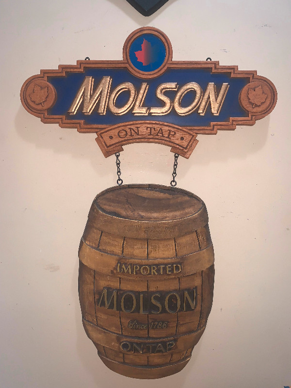 Vintage Dual hanging Molson Canadian beer bar sign Mint in Arts & Collectibles in Calgary