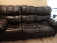 Genuine Brown Leather 3 seater sofa
