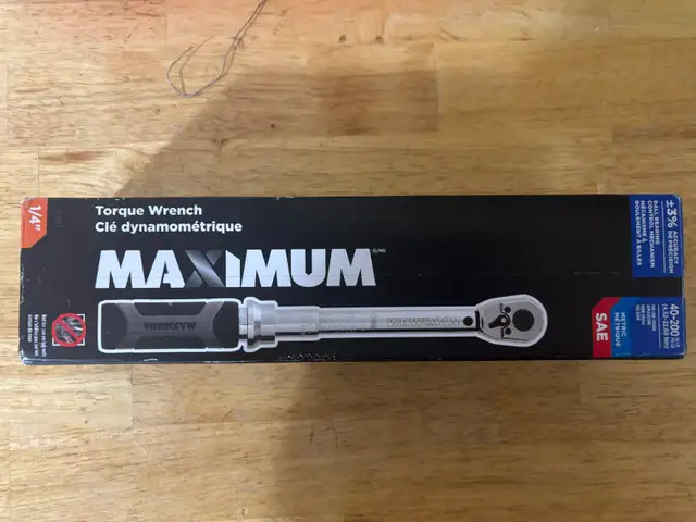 MAXIMUM Torque Wrench, 1/4-in Drive, 40-200 in-lbs. Sells $190 in Hand Tools in Barrie - Image 9