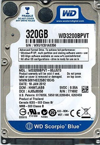 Disque dur portable SATA 2.5 320GB HDD WD blue laptop hard disk