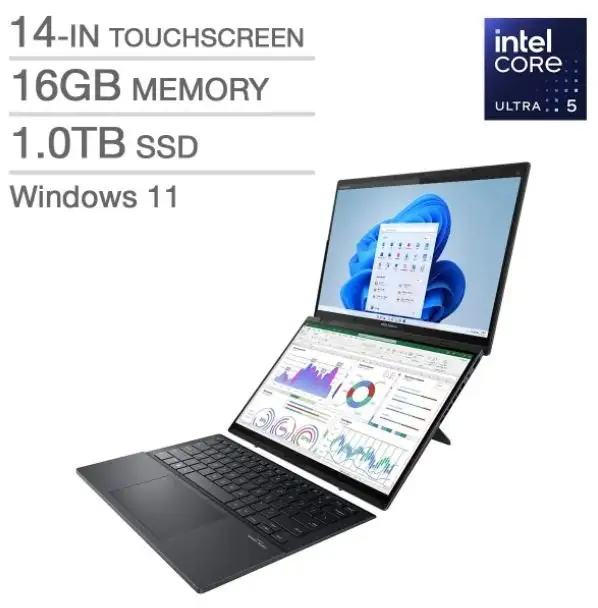 Asus ZenBook DUO 14'' Ultra5 125H 1TB SSD 16GB RAM Win 11 UX8406 in Laptops in Laval / North Shore - Image 2