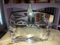 1994 massive Engraved Plexiglas block sculpture with view of a B