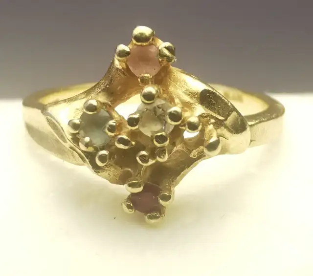1980s 14K Yellow Gold Multi-Gemstone Nugget Ring Size 6.5 in Jewellery & Watches in Markham / York Region - Image 4