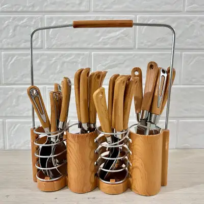 24 Piece Stainless Steel Cutlery Set with Stand, View more
