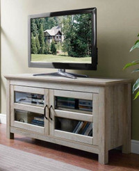 44" Wood TV Media Stand Storage Console in White Oak