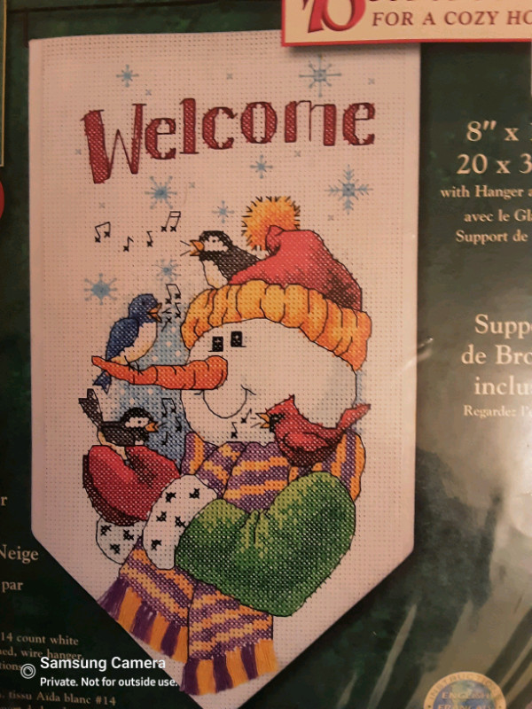 Snowman Welcome Banner cross stitch 8758 Dimensions Todd Trainer in Hobbies & Crafts in Calgary - Image 2
