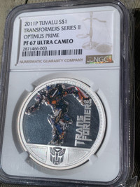 NGC graded 1 Oz Silver Coin 2011 $1 Tuvalu Transformers