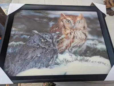 New three-dimensional owl picture 17 in. x 13 in, View more