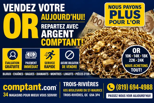NOUS PAYONS PLUS POUR L’OR | TROIS-RIVIÈRES | ARGENT COMPTANT in Jewellery & Watches in Trois-Rivières - Image 2