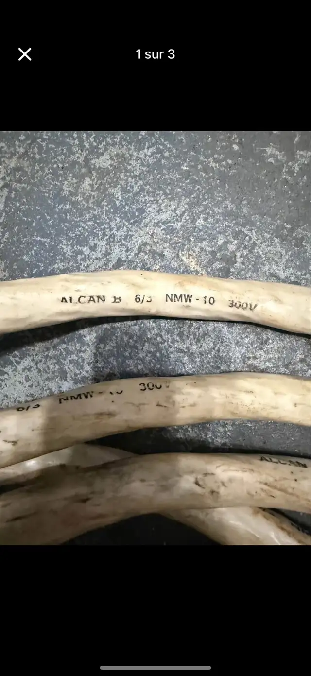 Fil 6 3 Cuivre 27 pieds Filage 65 ampères Copper 6-3 27 feet in Other in Laurentides - Image 2