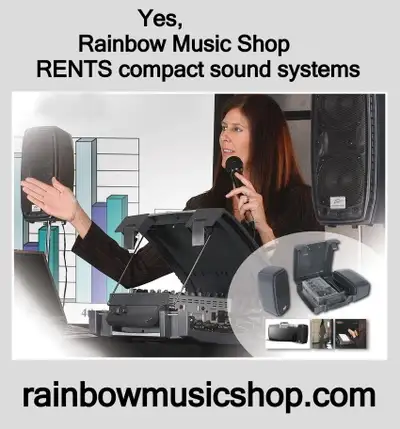 Rainbow Music Shop RENTS compact sound systems too !, View more