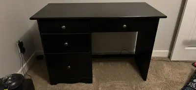 Dark Brown Weathered Desk w/ 4 Drawers & Chair, View more