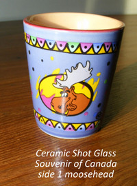 Ceramic shot glass,food service, mini plant pot, Canada souvenir