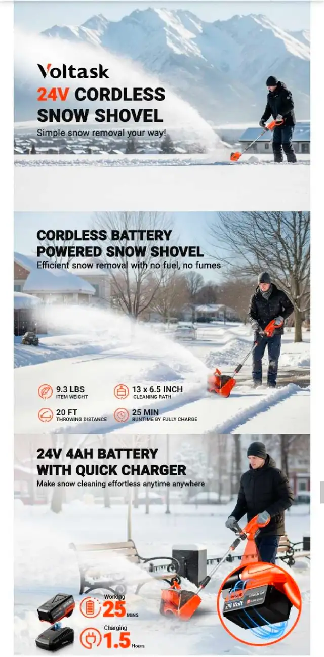 Voltask Snow Shovel in Snowblowers in City of Toronto - Image 11