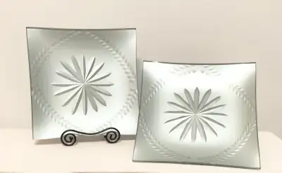 Two Silver Glass Plates/Serving Dishes, View more