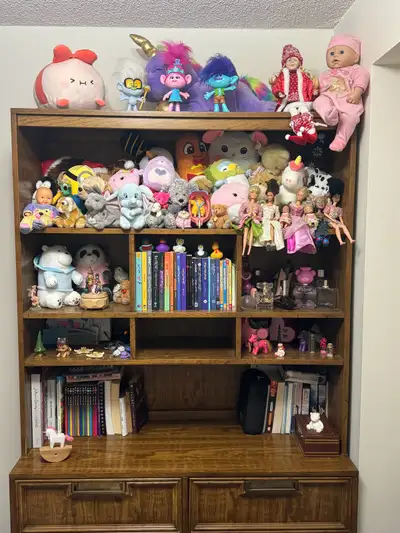 Vintage Solid Wood Hutch / Bookcase with Storage Drawers, View more