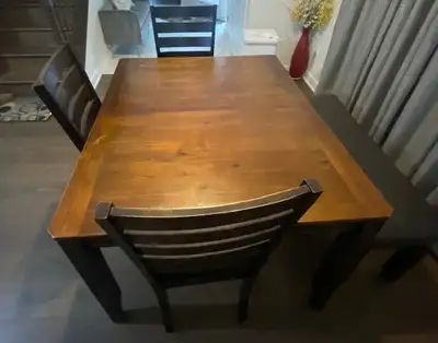 Extendable Solid Wood Dining Set - Table + 3 Chairs + Bench (Sea, View more