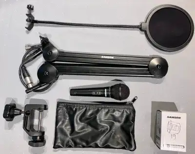 Podcasting mic and boom setup, View more