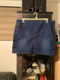 Blue short jeans skirt with shorts inside