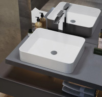 Square 14 White Ceramic   Vessel/Countertop Sink    by NEXXT