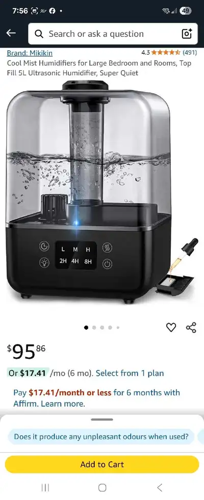 MIKIKIN Ultrasonic Humidifier , View more
